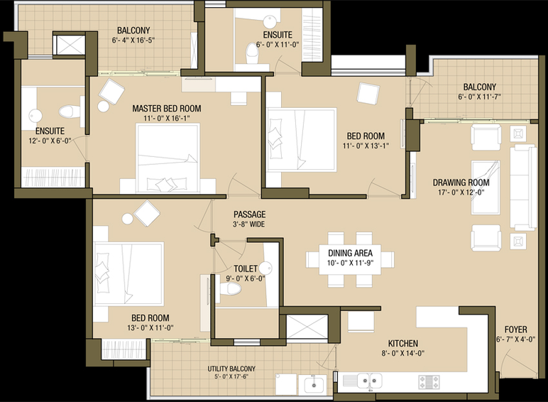 3 BHK Flat in ABA Cleo Gold in Sector 121, Noida - Image 817779