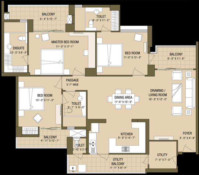 3 BHK Flat in ABA Cleo Gold in Sector 121, Noida - Image 817780