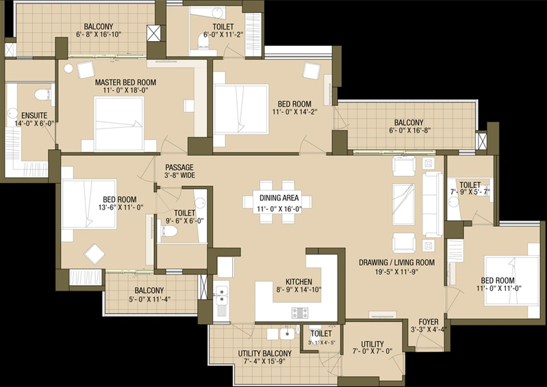 4 BHK Flat in ABA Cleo Gold in Sector 121, Noida - Image 817781