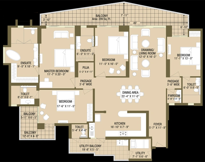 4 BHK Flat in ABA Cleo Gold in Sector 121, Noida - Image 817782