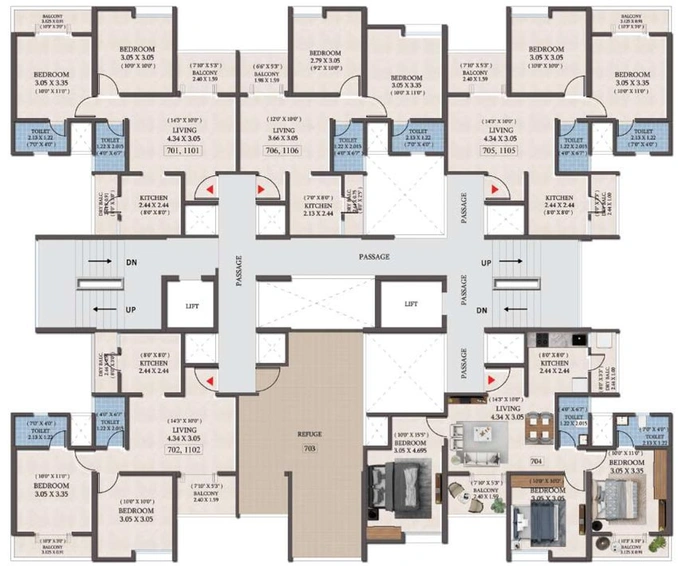 Floor Plan of Kolte Patil Equa in Wagholi, Pune - Image 105981