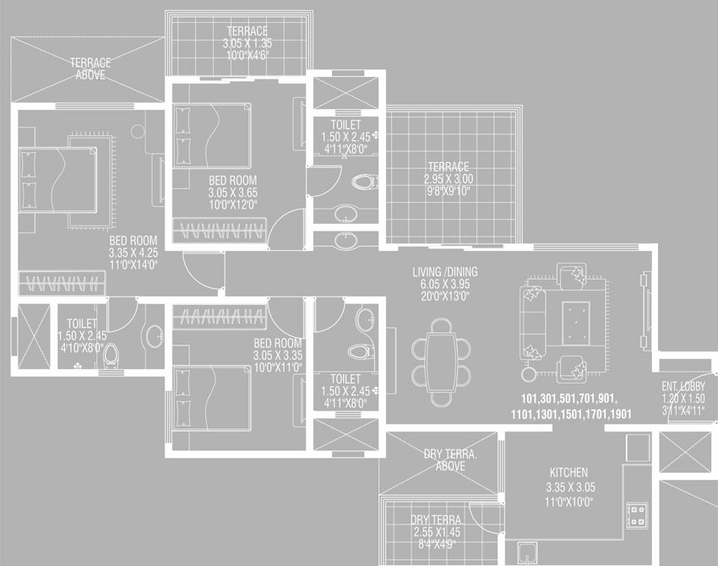 3 BHK Flat in Yuvraj Rajgruhi Residency in Kondhwa, Pune - Image 707909