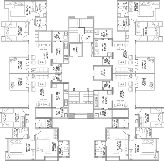 Floor Plan of Paranjape Richmond Park in Rahatani, Pune - Image 181898