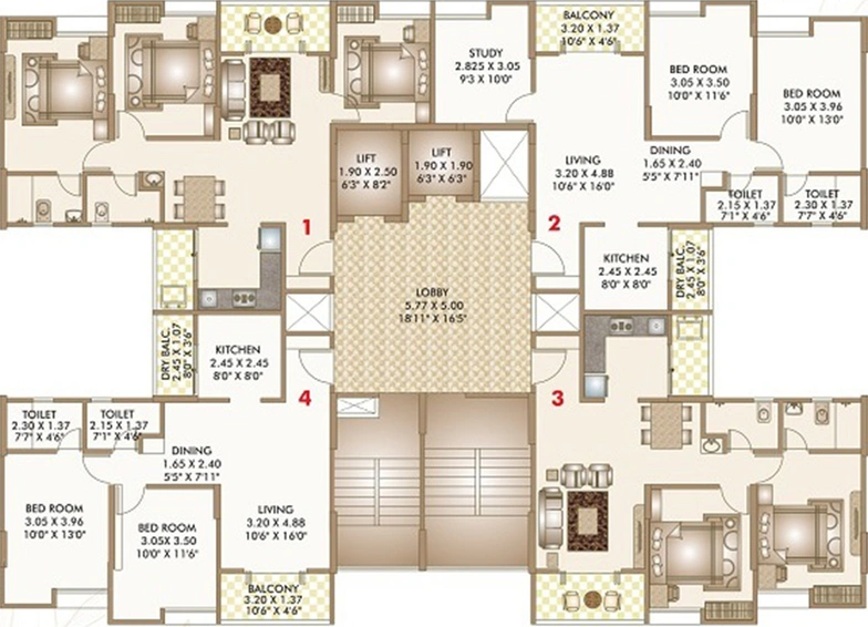 Floor Plan of Choice Goodwill Metropolis East Phase 1 in Lohegaon, Pune - Image 161518