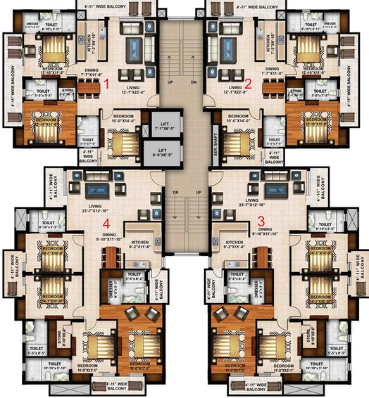 Floor Plan of Rohit Heights in Gomti Nagar, Lucknow - Image 194903