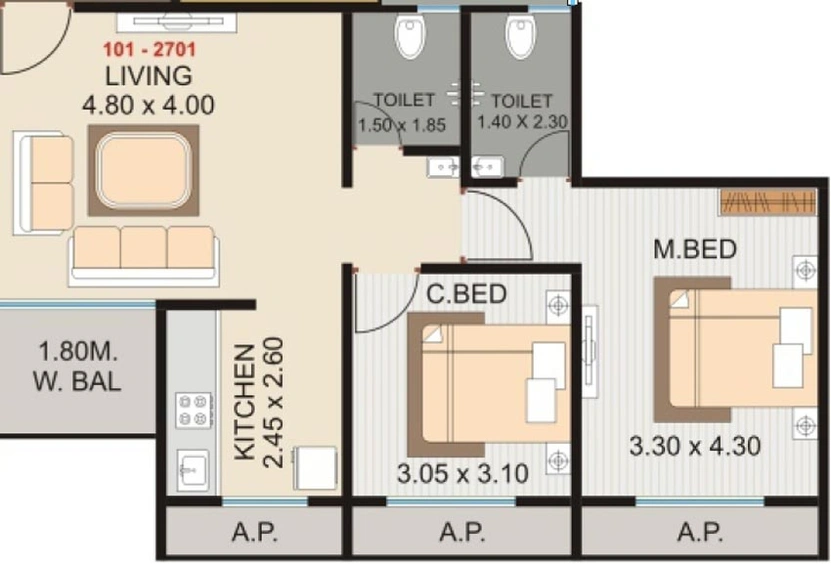 2 BHK Flat in Sky Tisai Residency in Kalyan East, Thane - Image 710269