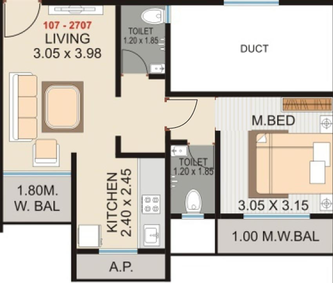 1 BHK Flat in Sky Tisai Residency in Kalyan East, Thane - Image 710268