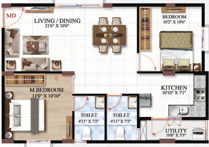 2 BHK Flat in HSK Urban Living in Electronic City, Bangalore - Image 820106