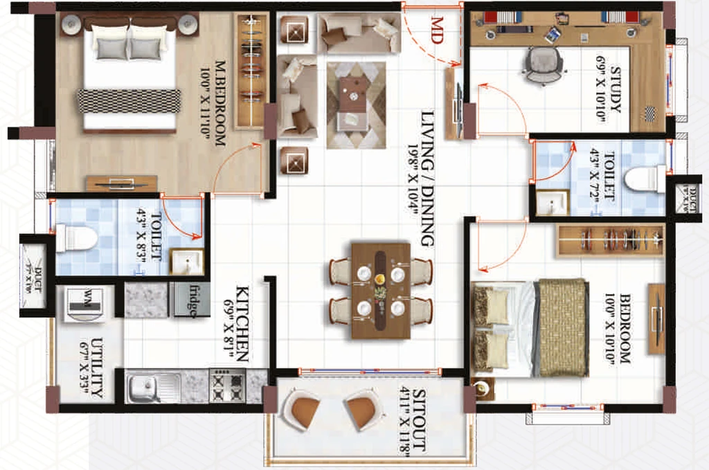 2.5 BHK Flat in HSK Urban Living in Electronic City, Bangalore - Image 820107