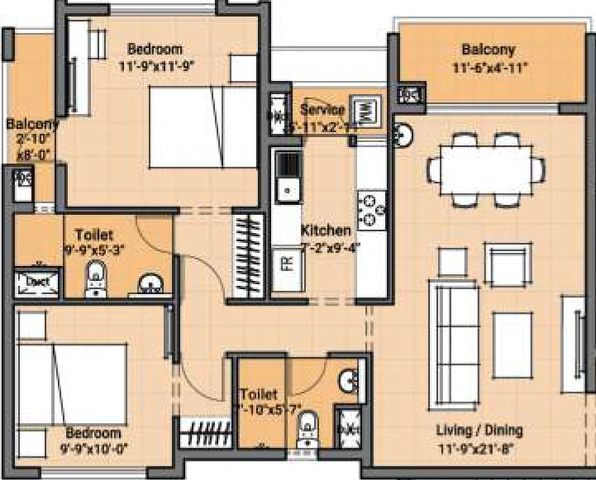 2 BHK Flat in VGN Fairmont in Guindy, Chennai - Image 720190