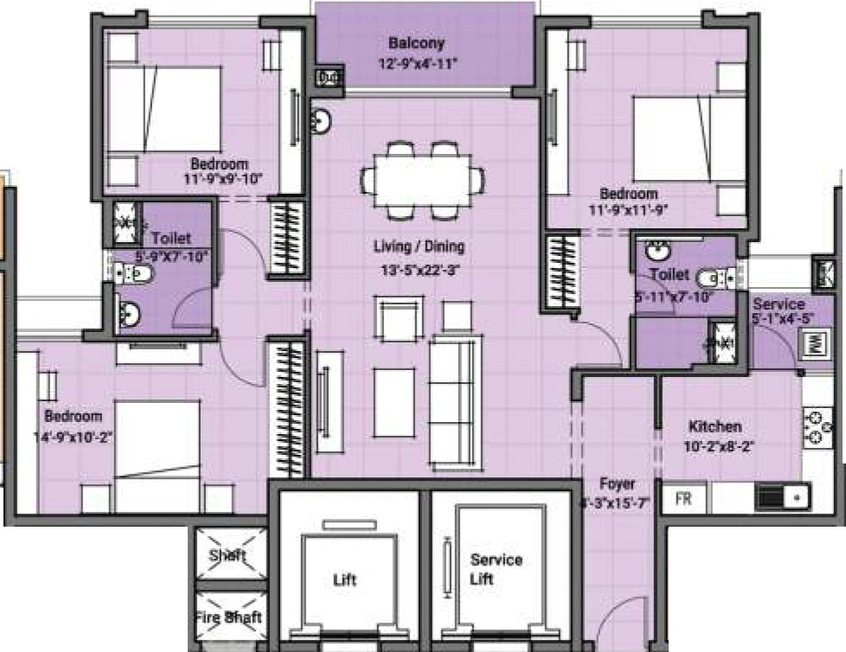 3 BHK Flat in VGN Fairmont in Guindy, Chennai - Image 720191
