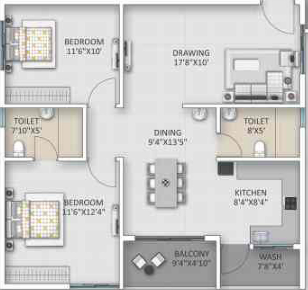 2 BHK Flat in Ankuraa Lotus in Whitefield, Bangalore - Image 816181