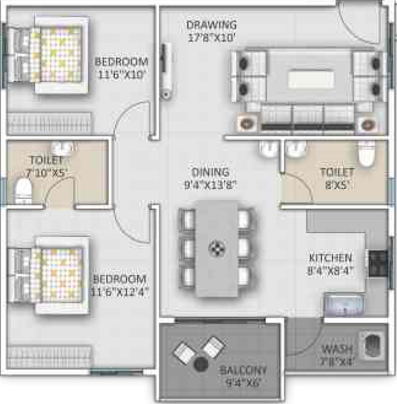 2 BHK Flat in Ankuraa Lotus in Whitefield, Bangalore - Image 816182