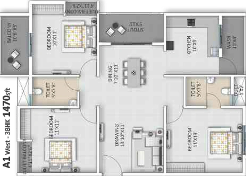 3 BHK Flat in Ankuraa Lotus in Whitefield, Bangalore - Image 816183