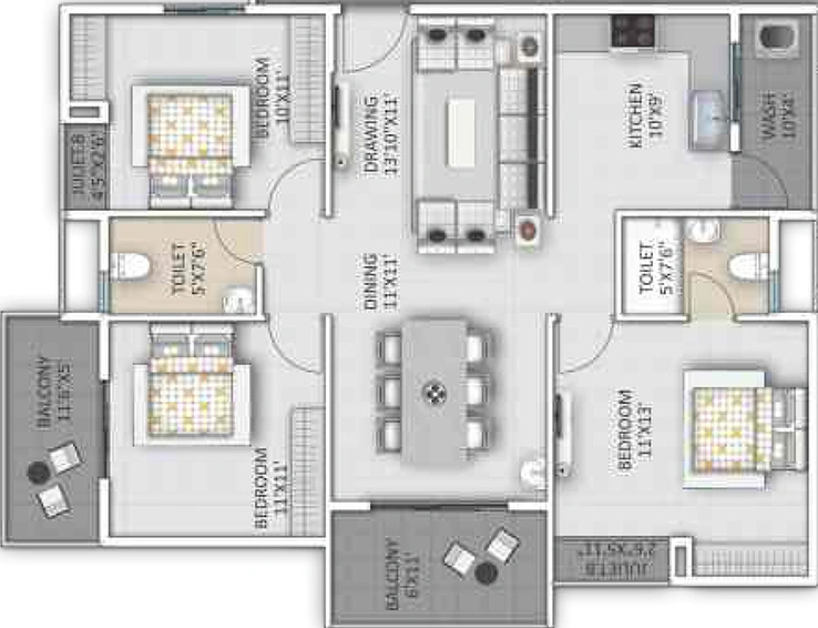 3 BHK Flat in Ankuraa Lotus in Whitefield, Bangalore - Image 816184
