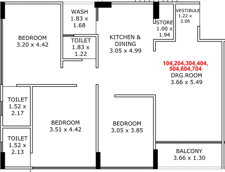 3 BHK Flat in Ashray Shikhar Parisar in Kudasan, Gandhinagar - Image 712279