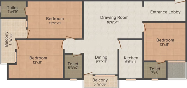 3 BHK Flat in Sri Gold Line Residency in Faizabad Road, Lucknow - Image 824387