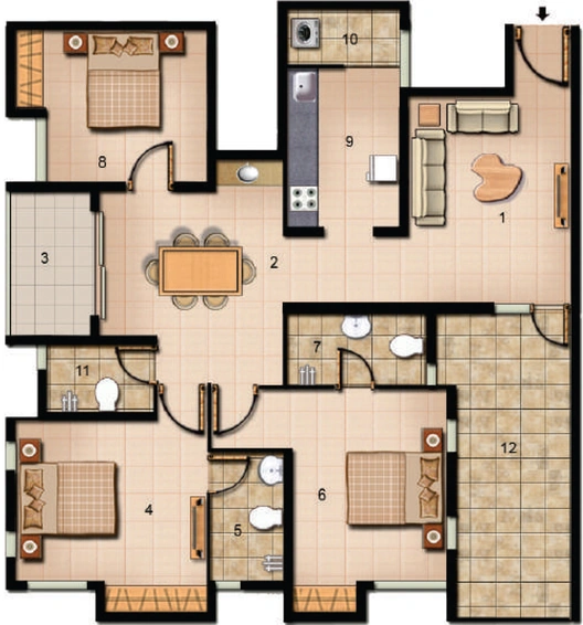 3 BHK Flat in ICMC Akila Heights in Tambaram, Chennai - Image 801034