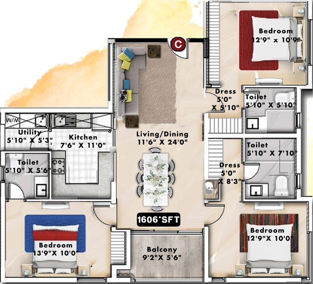 3 BHK Flat in Hansa One Oh One in Nungambakkam, Chennai - Image 799921