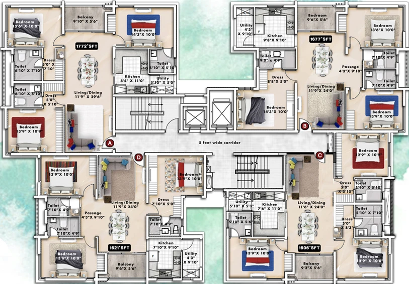 Floor Plan of Hansa One Oh One in Nungambakkam, Chennai - Image 127969