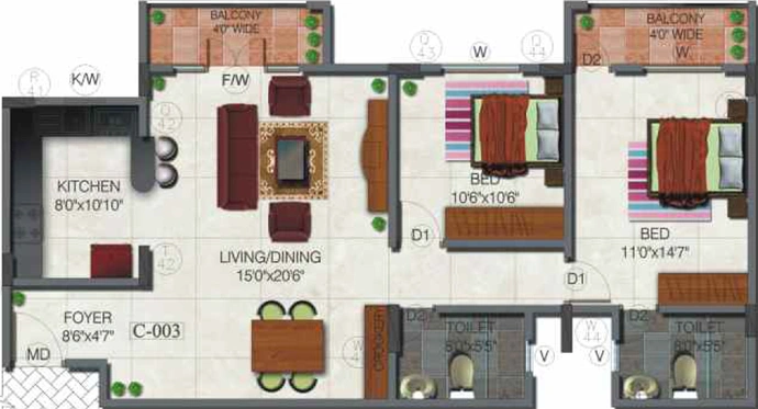 2 BHK Flat in Gopalan Atlantis in Whitefield, Bangalore - Image 713519
