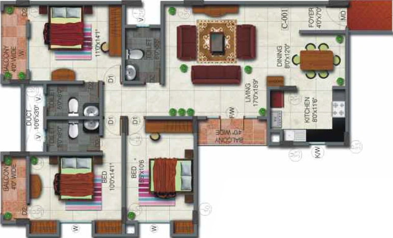 3 BHK Flat in Gopalan Atlantis in Whitefield, Bangalore - Image 713520