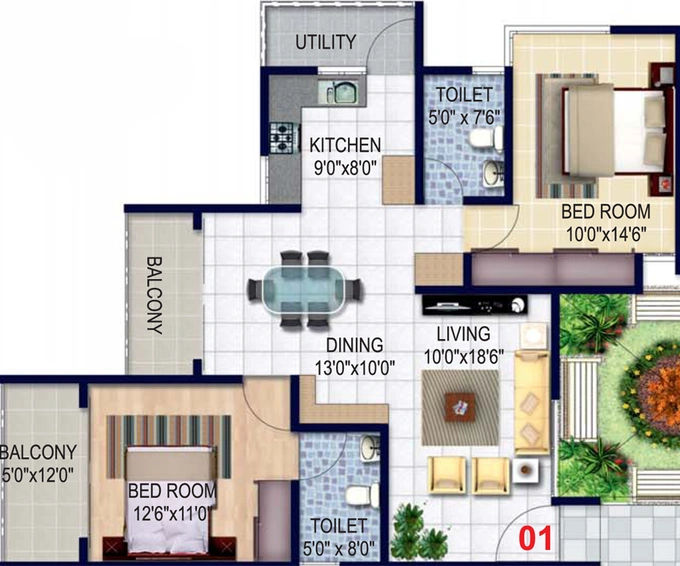 2 BHK Flat in Isha Misty Green in Whitefield, Bangalore - Image 718096