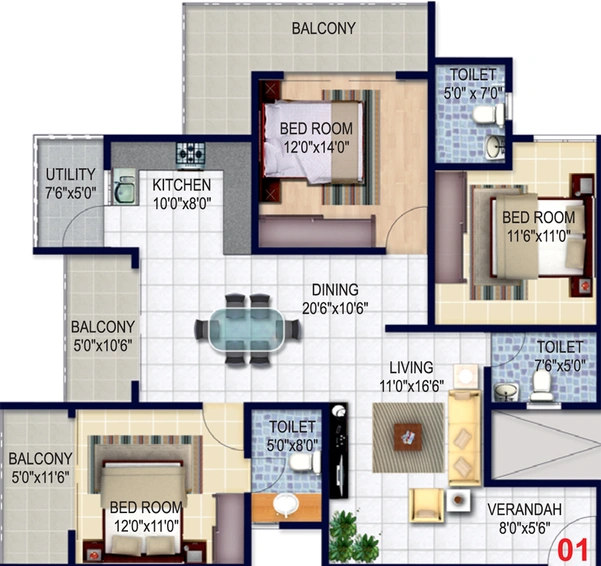 3 BHK Flat in Isha Misty Green in Whitefield, Bangalore - Image 718099