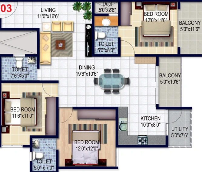 3 BHK Flat in Isha Misty Green in Whitefield, Bangalore - Image 718097