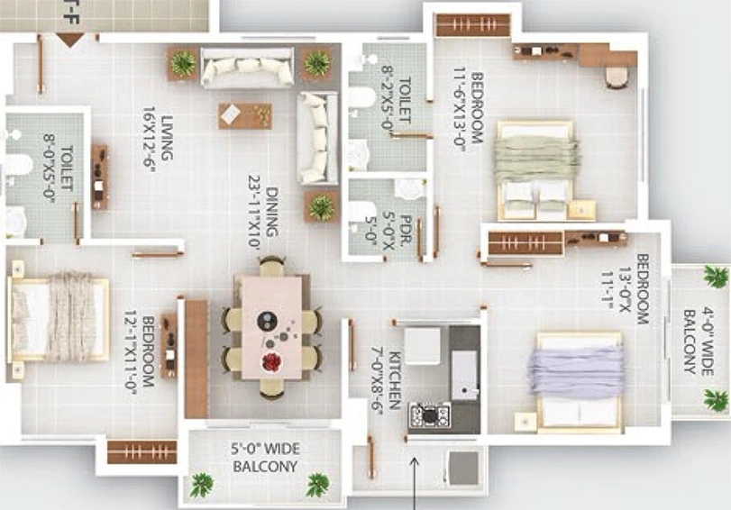 3 BHK Flat in Ganpati Solitaire in Bariatu, Ranchi - Image 819168