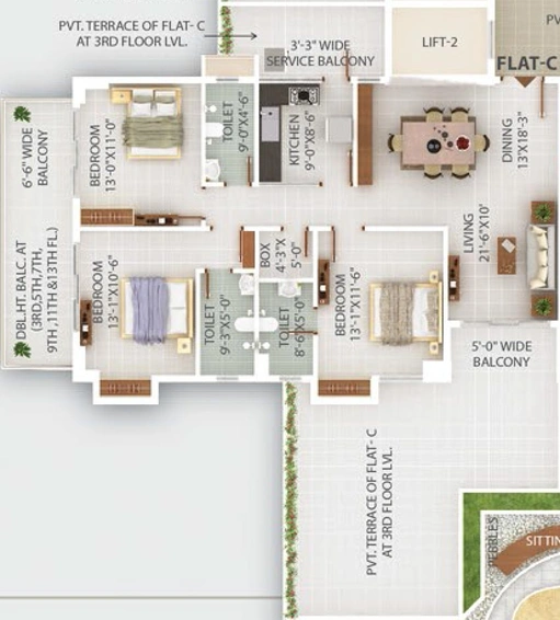 3 BHK Flat in Ganpati Solitaire in Bariatu, Ranchi - Image 819172