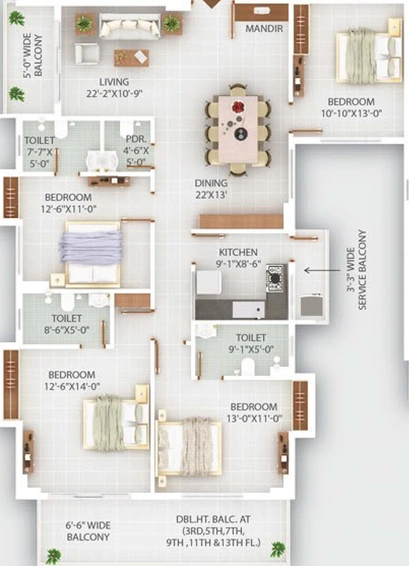 4 BHK Flat in Ganpati Solitaire in Bariatu, Ranchi - Image 819173