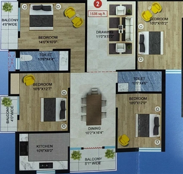 3 BHK Flat in Shri Sai Nath Residency in Pundag, Ranchi - Image 819182