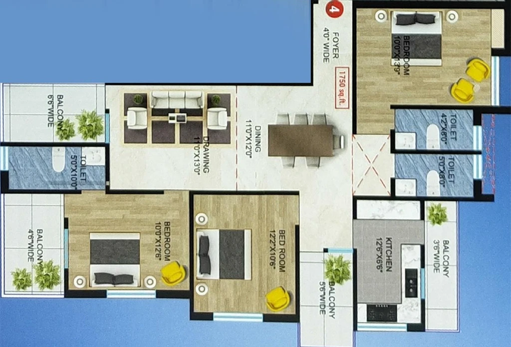 3 BHK Flat in Shri Sai Nath Residency in Pundag, Ranchi - Image 819183