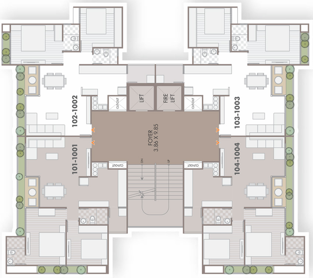 Floor Plan of Parshwanath Emerald in Adalaj, Gandhinagar - Image 107418