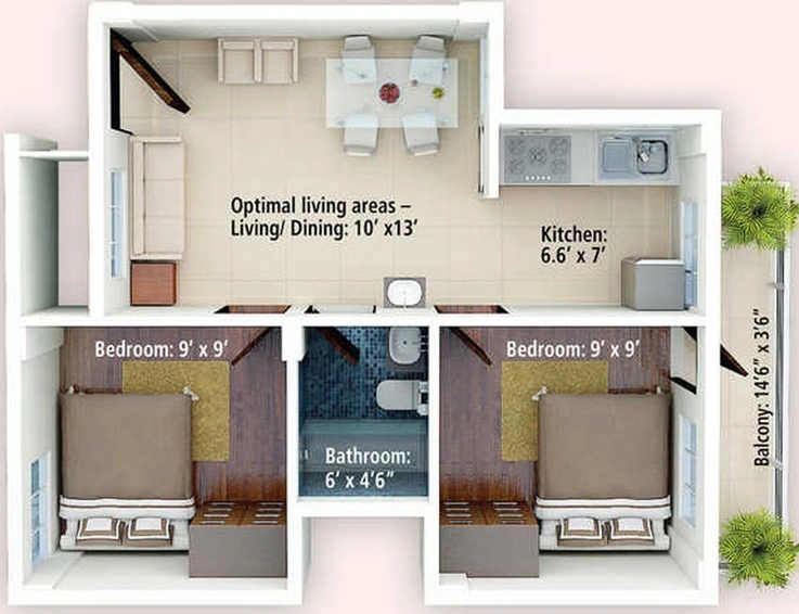 2 BHK Flat in Aswani Aaeesha in Electronic City, Bangalore - Image 718241