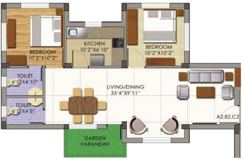 2 BHK Flat in Mounthill Essence in Rajarhat, Kolkata - Image 810705