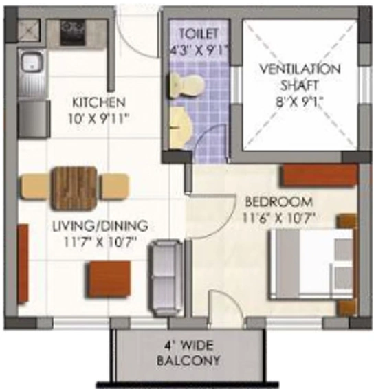 1 BHK Flat in Mounthill Essence in Rajarhat, Kolkata - Image 810703