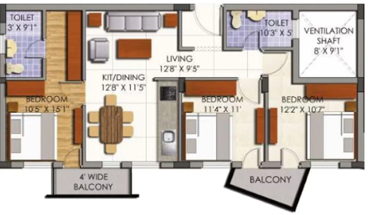 3 BHK Flat in Mounthill Essence in Rajarhat, Kolkata - Image 810707