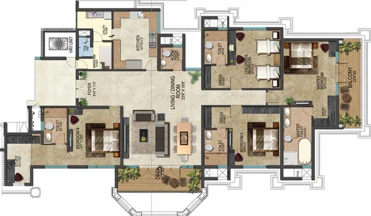4 BHK Flat in Prestige Leela Residences in Thanisandra, Bangalore - Image 718926