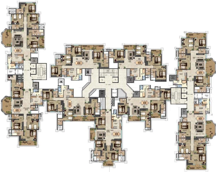 Floor Plan of Prestige Leela Residences in Thanisandra, Bangalore - Image 108066