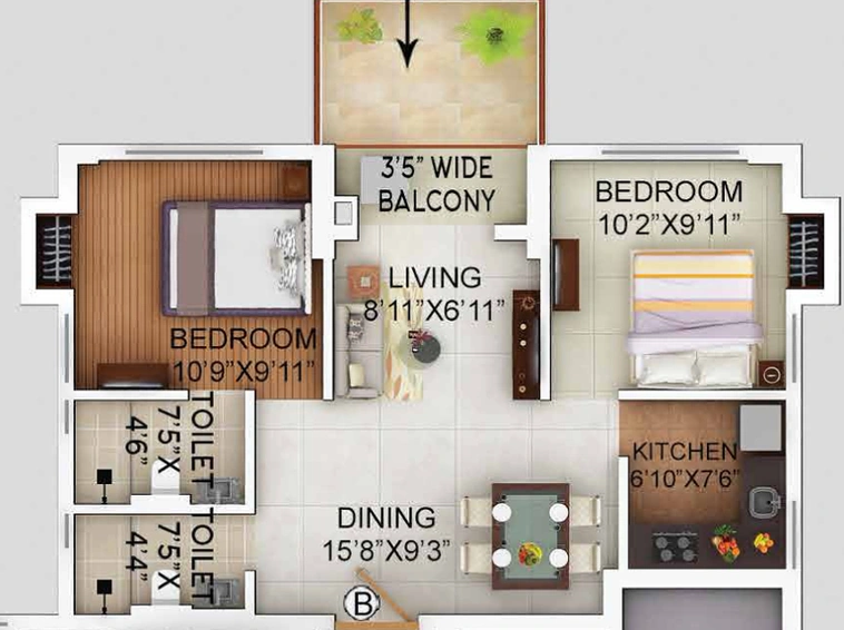 2 BHK Flat in Alcove Flora Fountain in Tangra, Kolkata - Image 811292