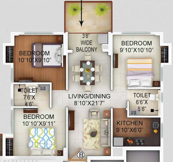 3 BHK Flat in Alcove Flora Fountain in Tangra, Kolkata - Image 811294