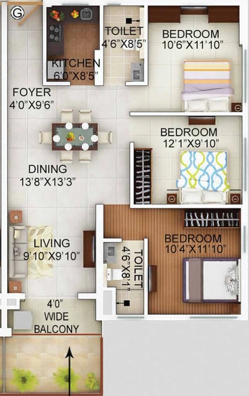 3 BHK Flat in Alcove Flora Fountain in Tangra, Kolkata - Image 811295