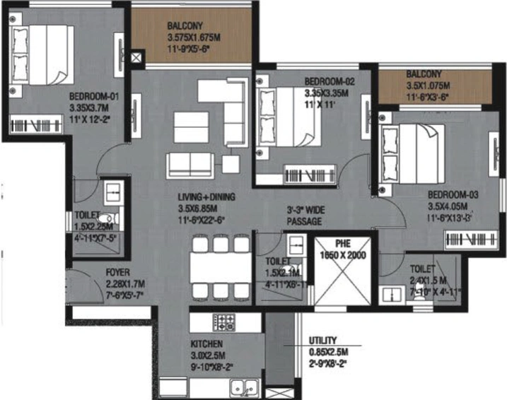 3 BHK Flat in Unishire The Weave in Thanisandra, Bangalore - Image 731126