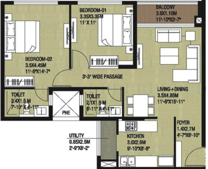 2 BHK Flat in Unishire The Weave in Thanisandra, Bangalore - Image 731125