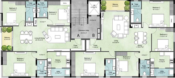 Floor Plan of Tulive Antara in Mylapore, Chennai - Image 181382