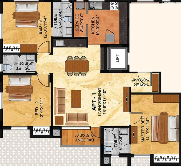 3 BHK Flat in Kriya Sankalp in Perungudi, Chennai - Image 820525