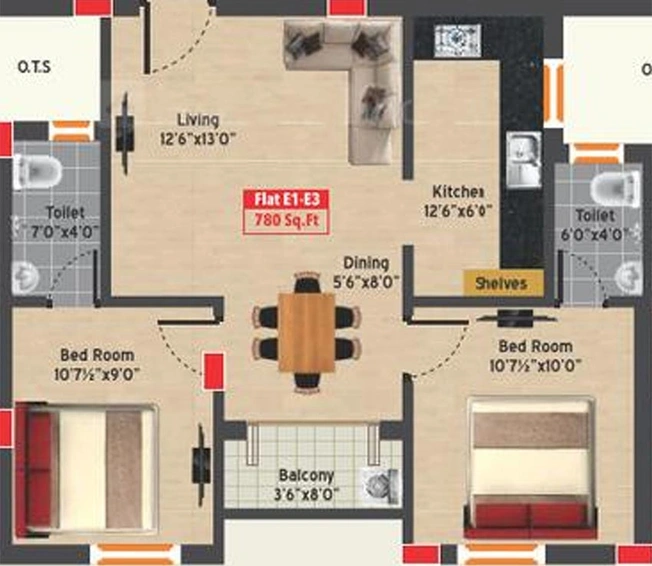 2 BHK Flat in GP Imperial in Korattur, Chennai - Image 820513