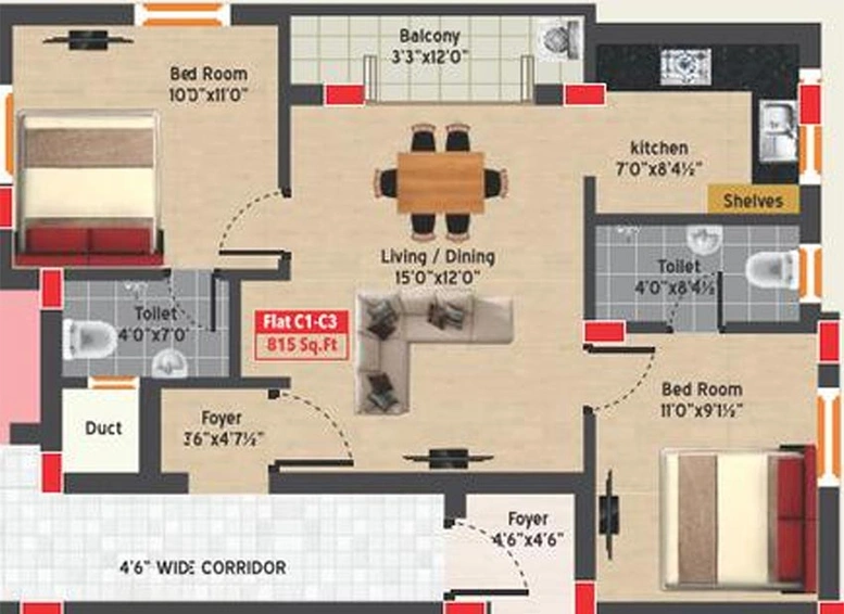 2 BHK Flat in GP Imperial in Korattur, Chennai - Image 820514